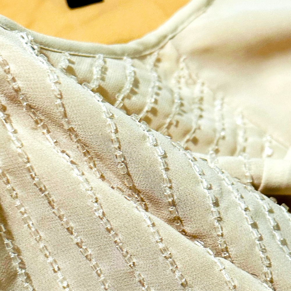 Ann Taylor Beaded Neutral Top